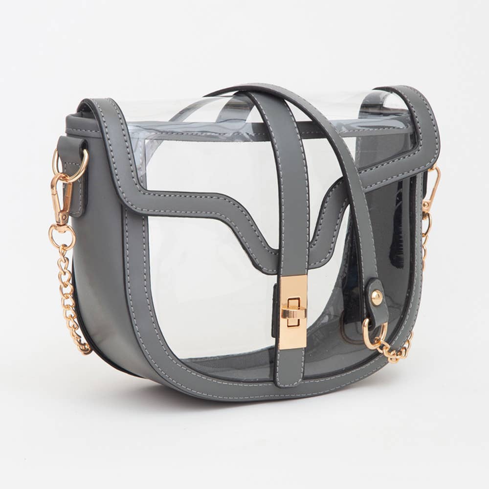 Clear Transparent Saddle Bag: Red