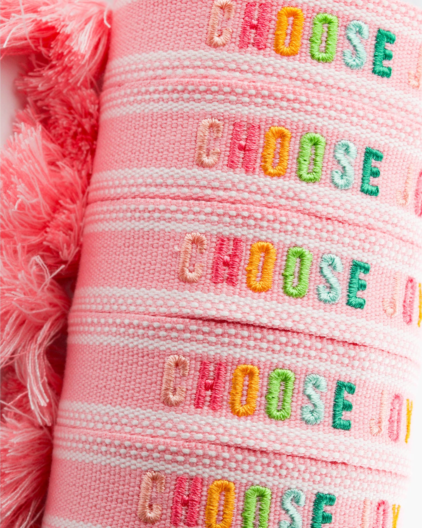 Cleary Lane - Colorful Embroidered Bracelets: Hot Pink | Be Kind