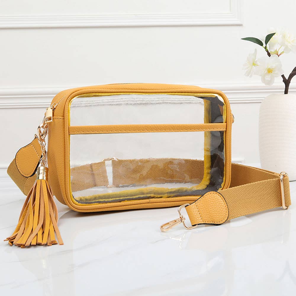 Transparent Rectangular Crossbody Bag: Clear,Navy