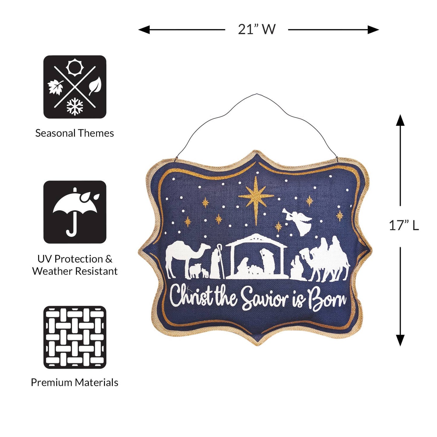 JEC Home Goods Inc - Nativity Scene Burlap Wall Décor 21"x17"