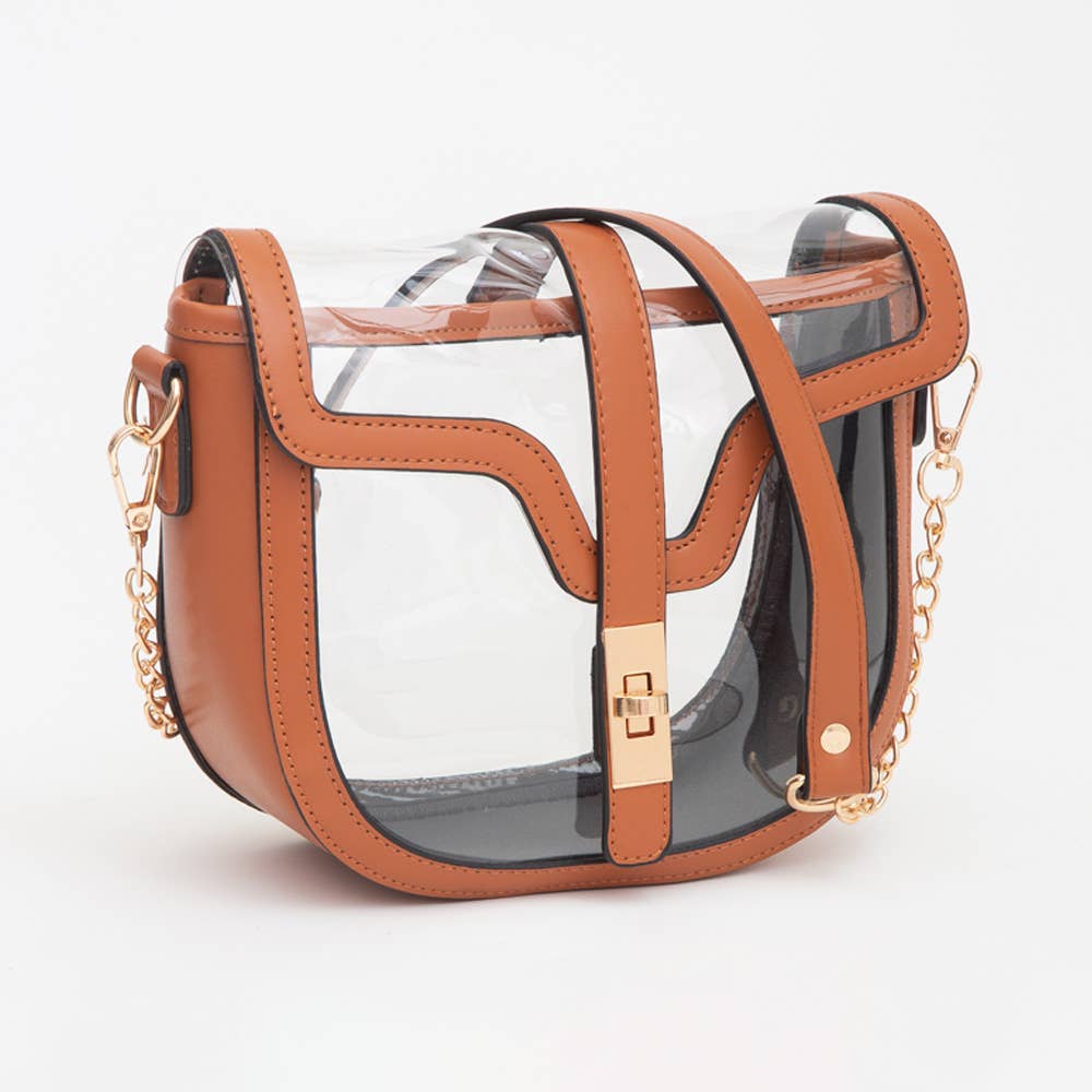 Clear Transparent Saddle Bag: Red