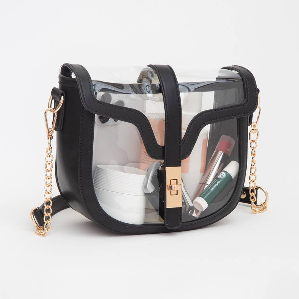 Clear Transparent Saddle Bag: Red
