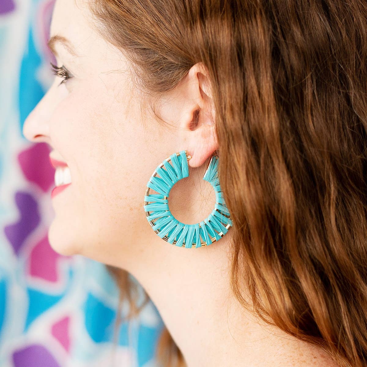 Viv&Lou - Aqua Raffia Georgia Earrings