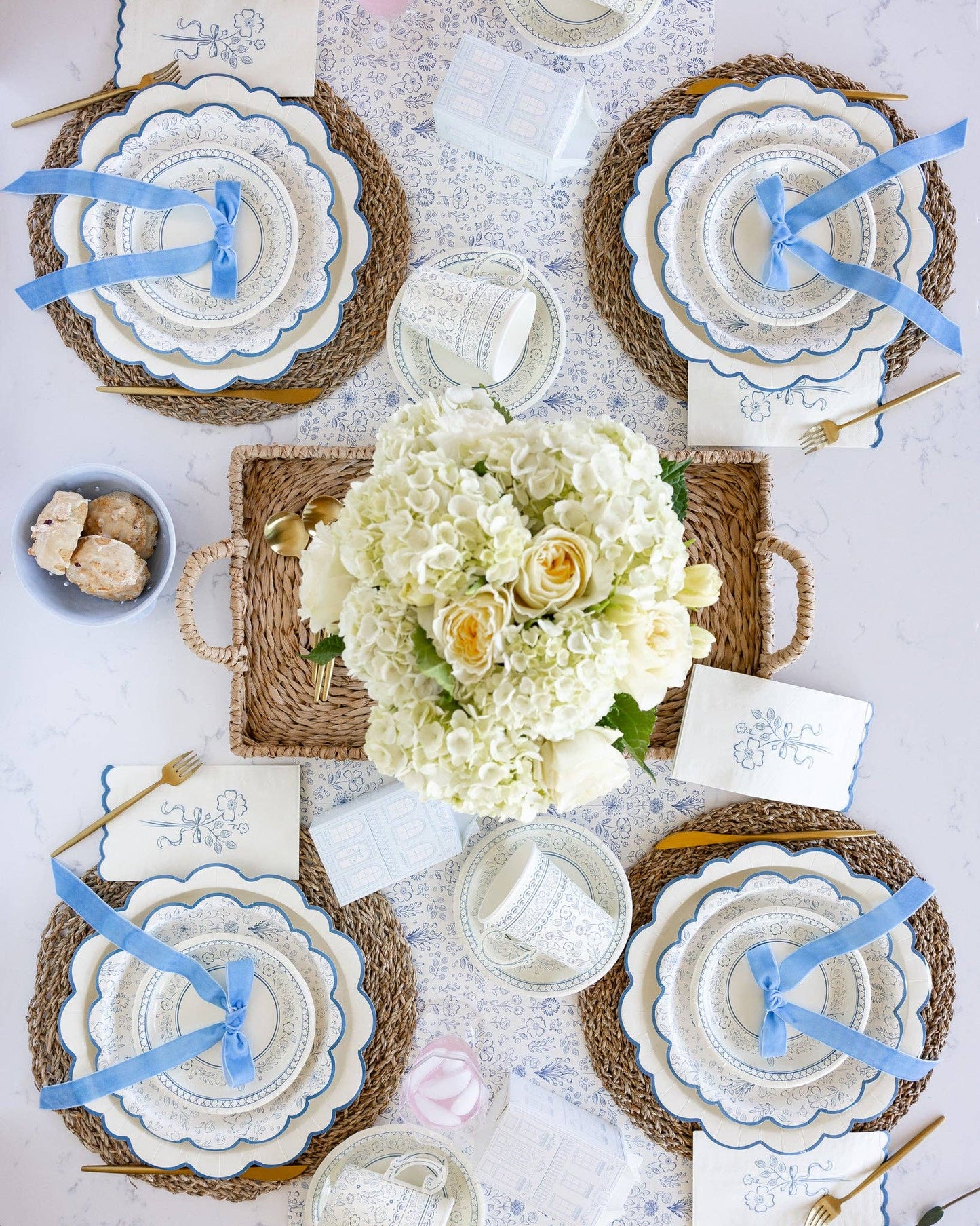 My Mind’s Eye - PEM1042 - Pembroke Cream with Blue Edge 12" Paper Plate