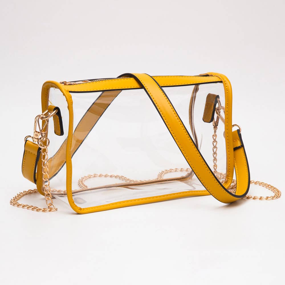 Clear Rectangle Crossbody Bag: Red