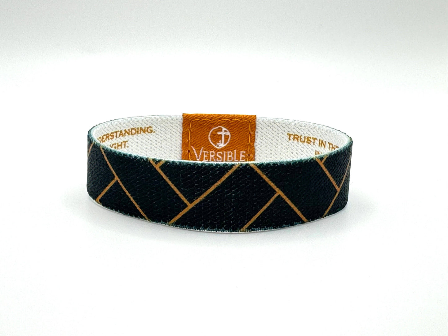 Versible - Blue Herringbone / Proverbs 3:5-6 Wristband: Large