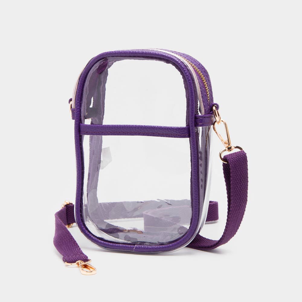 Clear Transparent Rectangle Crossbody Bag: Red