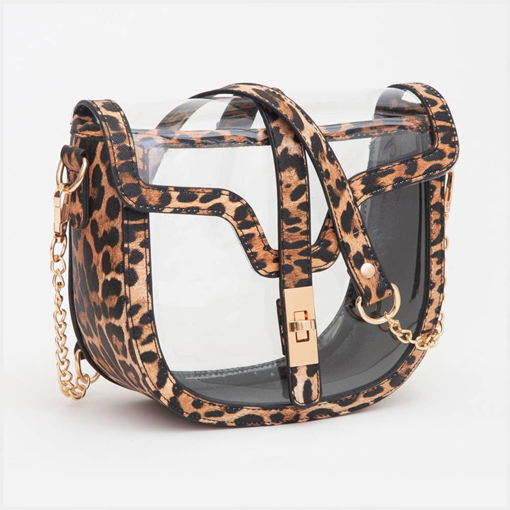 Clear Transparent Saddle Bag: Red