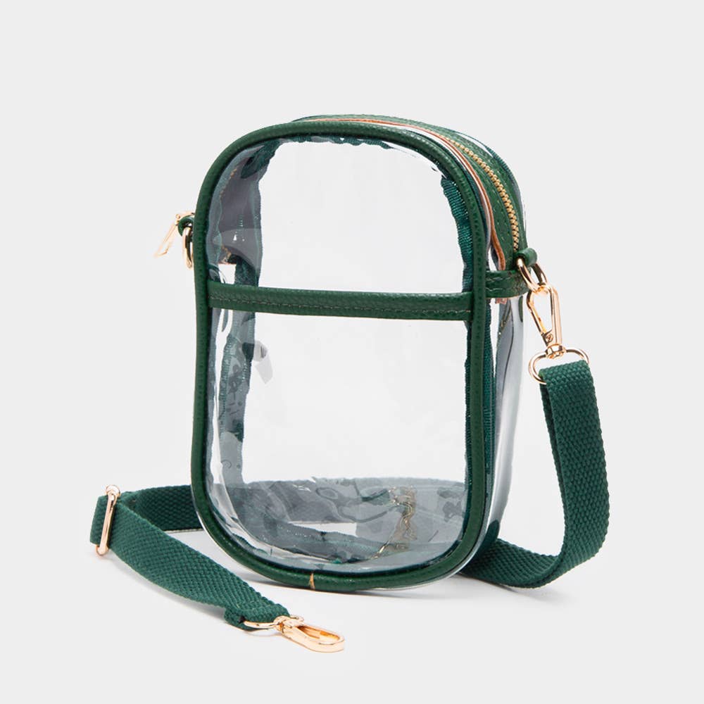 Clear Transparent Rectangle Crossbody Bag: Red
