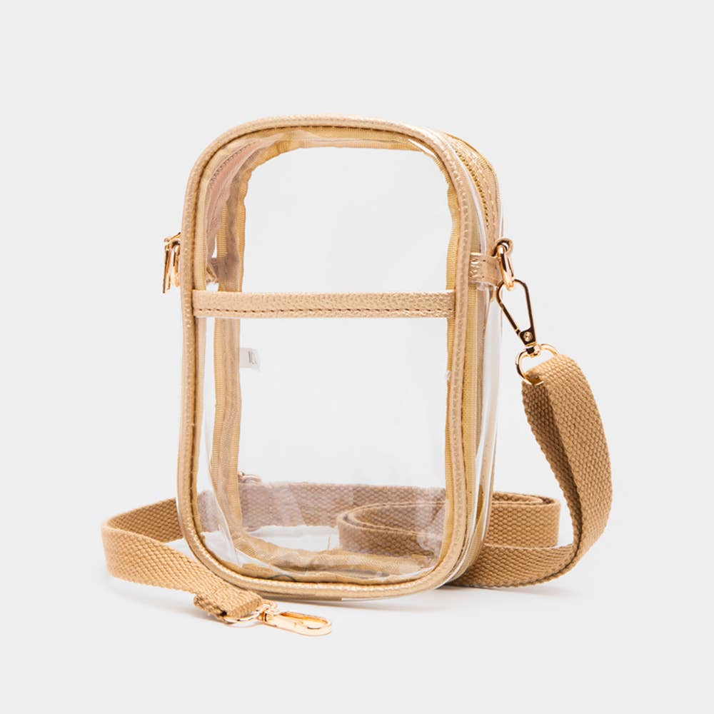 Clear Transparent Rectangle Crossbody Bag: Red