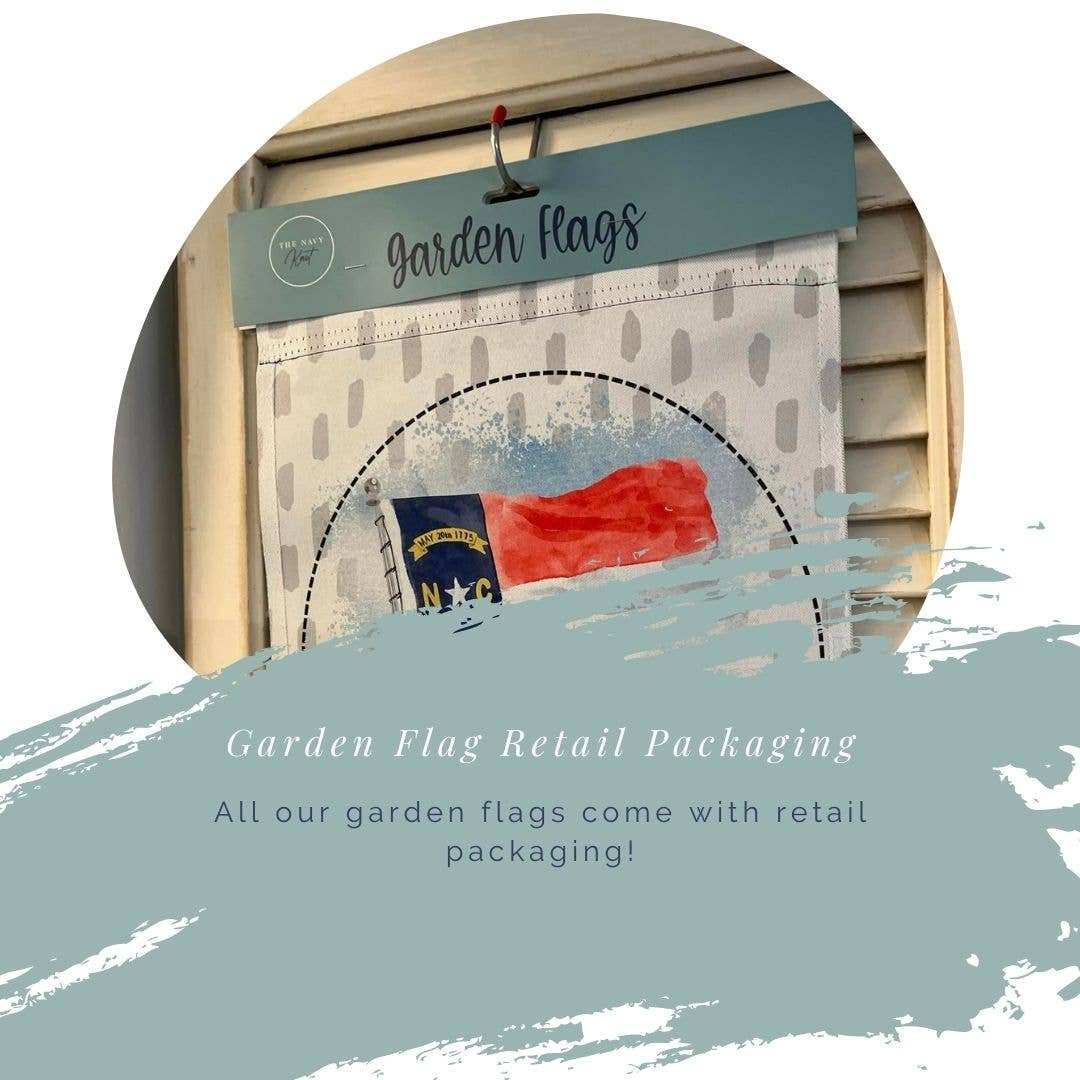 The Navy Knot - Summer Garden Flag - Red Star Blue Bow: 12" x 18" - Double-Sided
