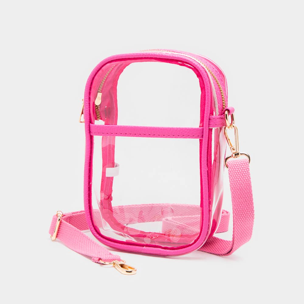 Clear Transparent Rectangle Crossbody Bag: Red