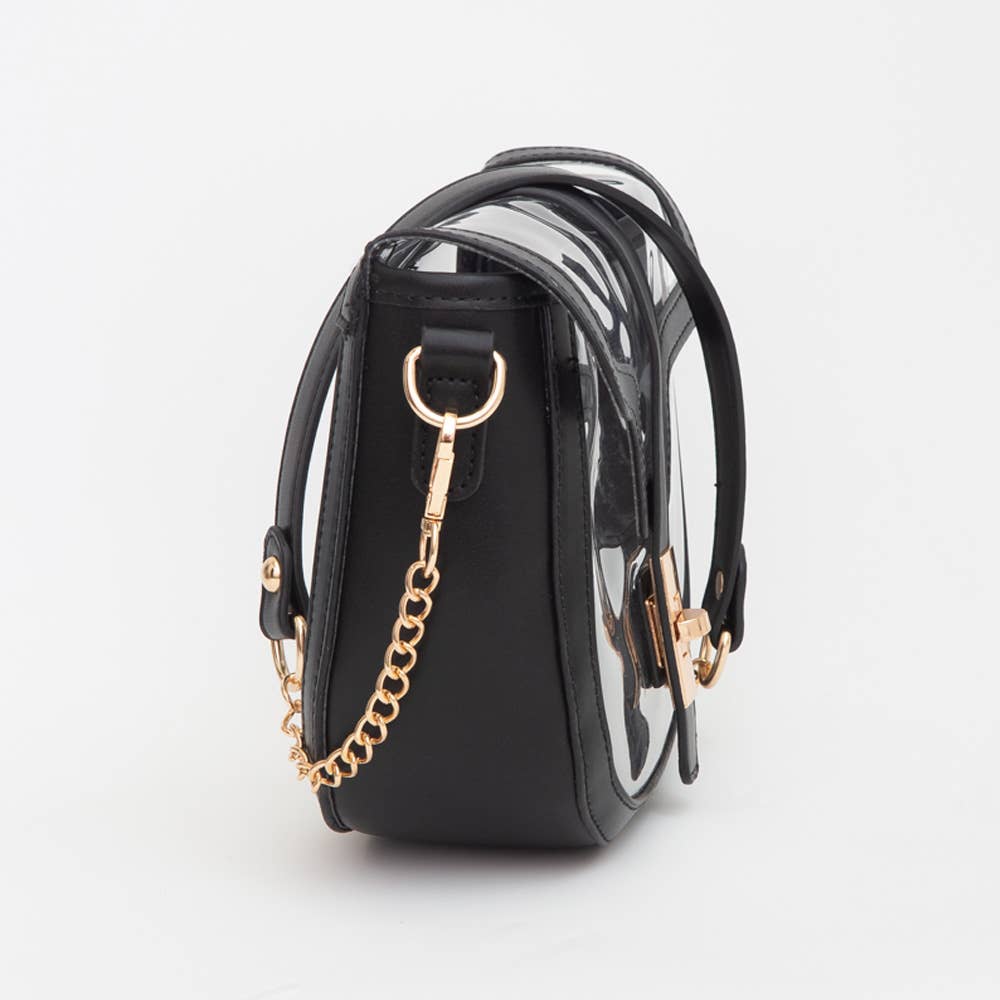 Clear Transparent Saddle Bag: Red