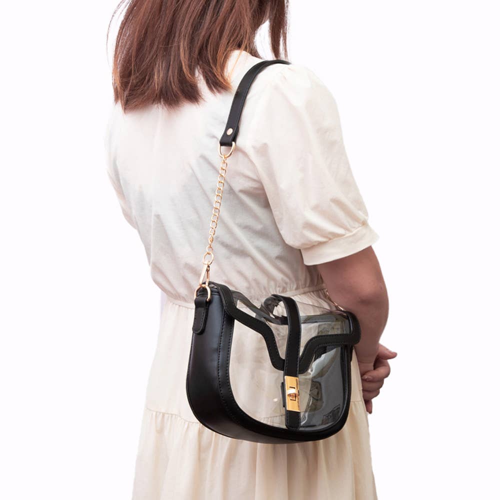 Clear Transparent Saddle Bag: Blue