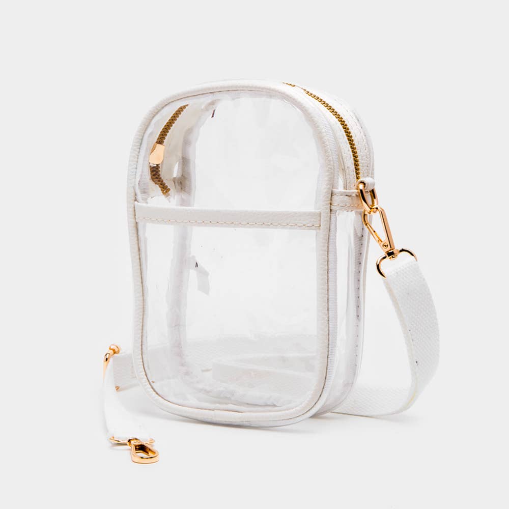 Clear Transparent Rectangle Crossbody Bag: Red