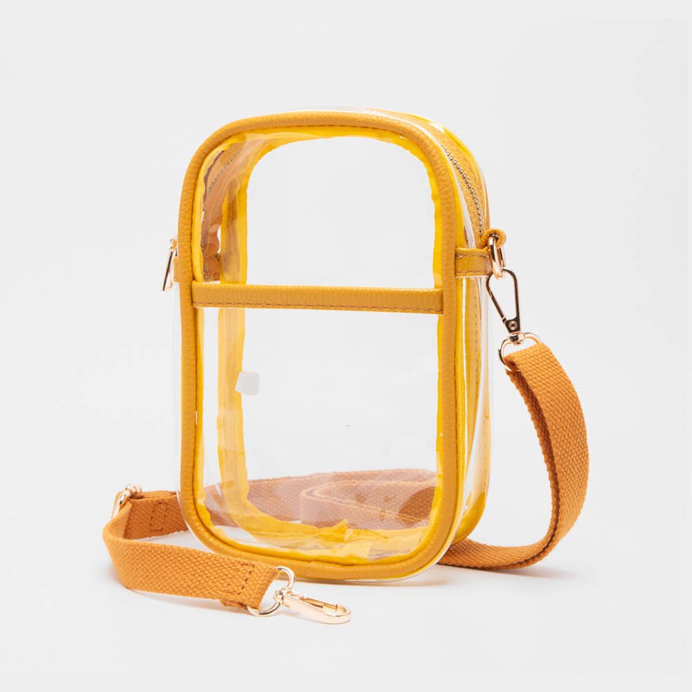 Clear Transparent Rectangle Crossbody Bag: Red