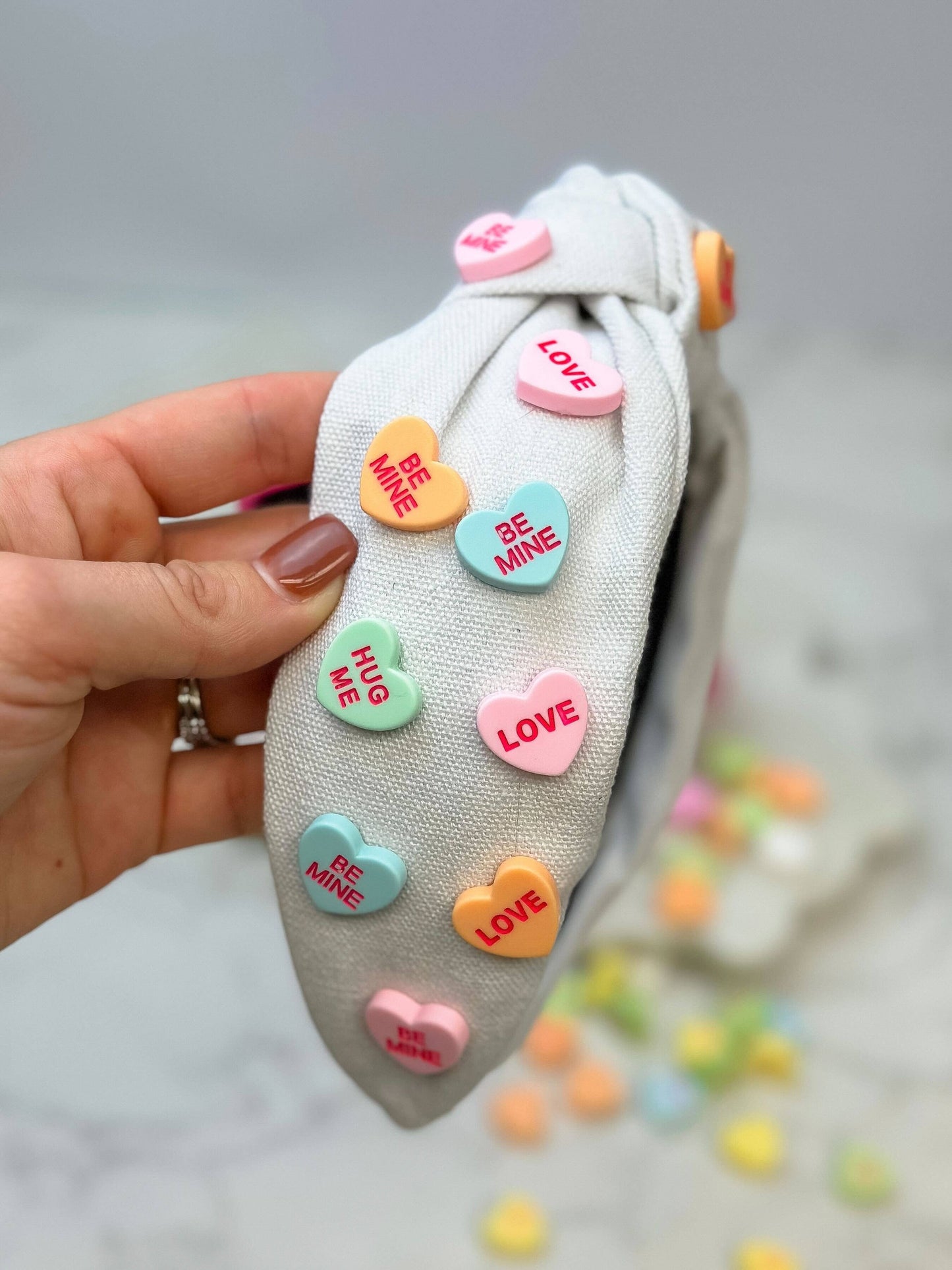 Prep Obsessed Wholesale - Conversation Heart Headbands: Pink/Red Hearts