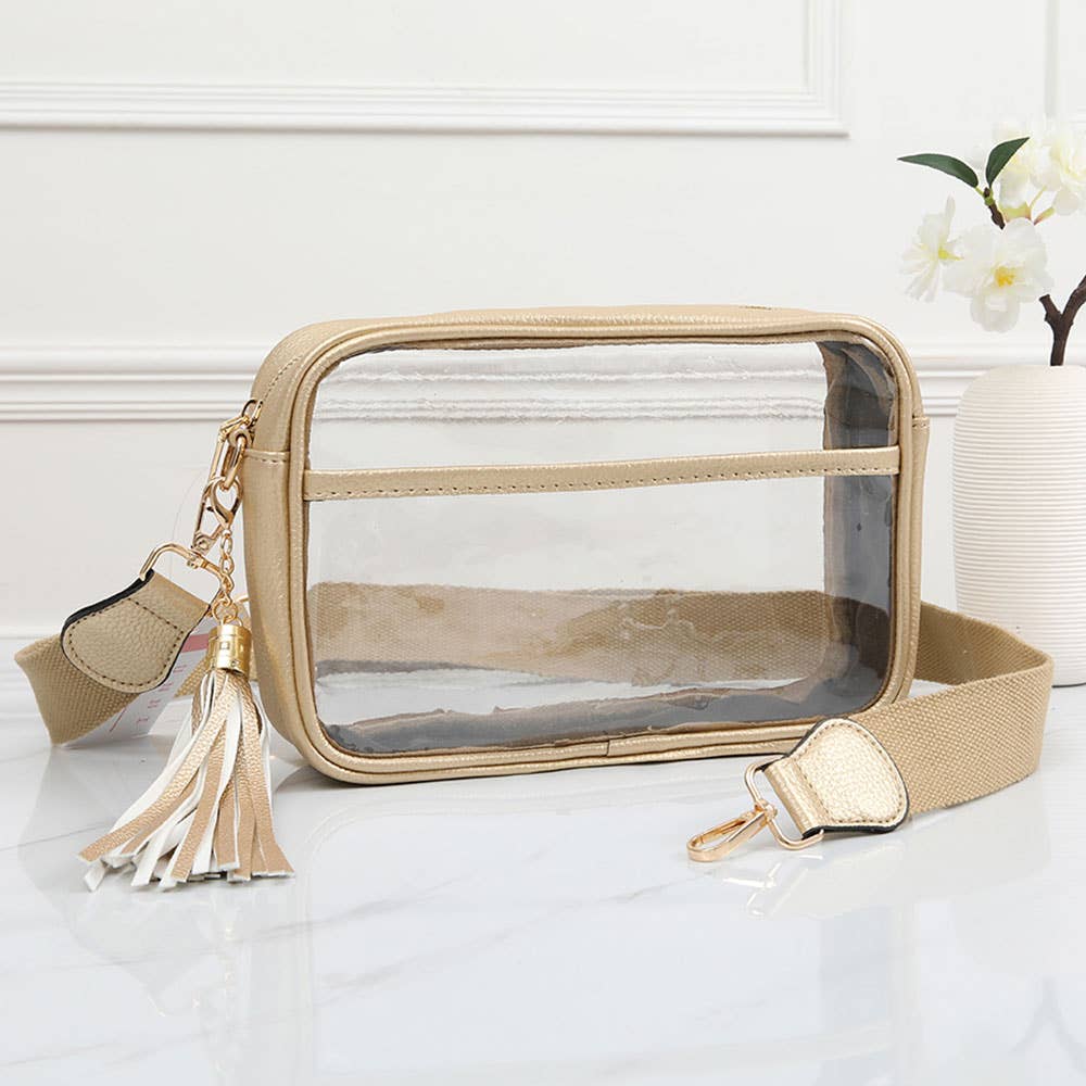 Transparent Rectangular Crossbody Bag: Clear,Navy