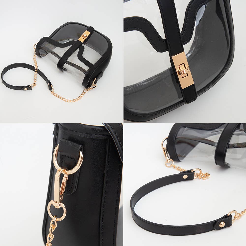 Clear Transparent Saddle Bag: Blue