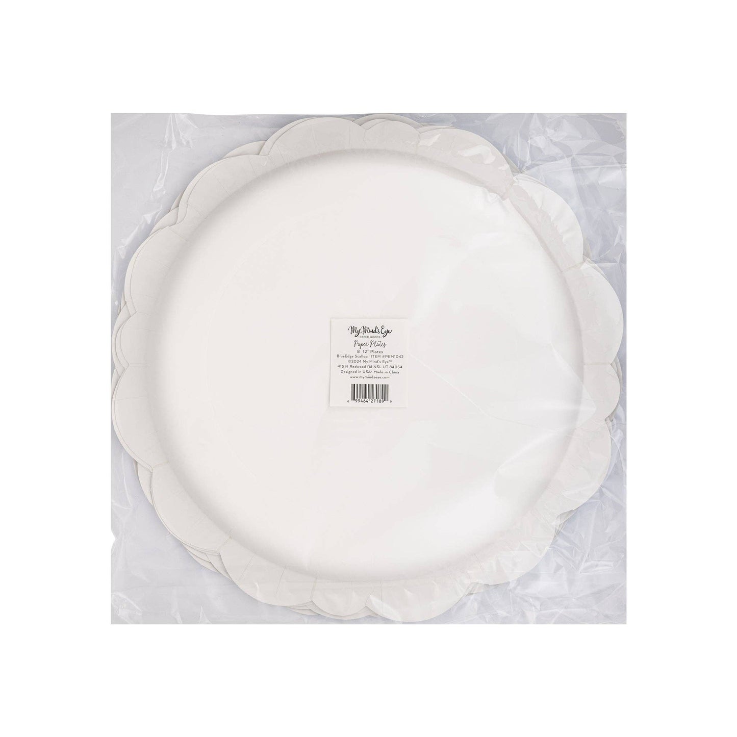 My Mind’s Eye - PEM1042 - Pembroke Cream with Blue Edge 12" Paper Plate