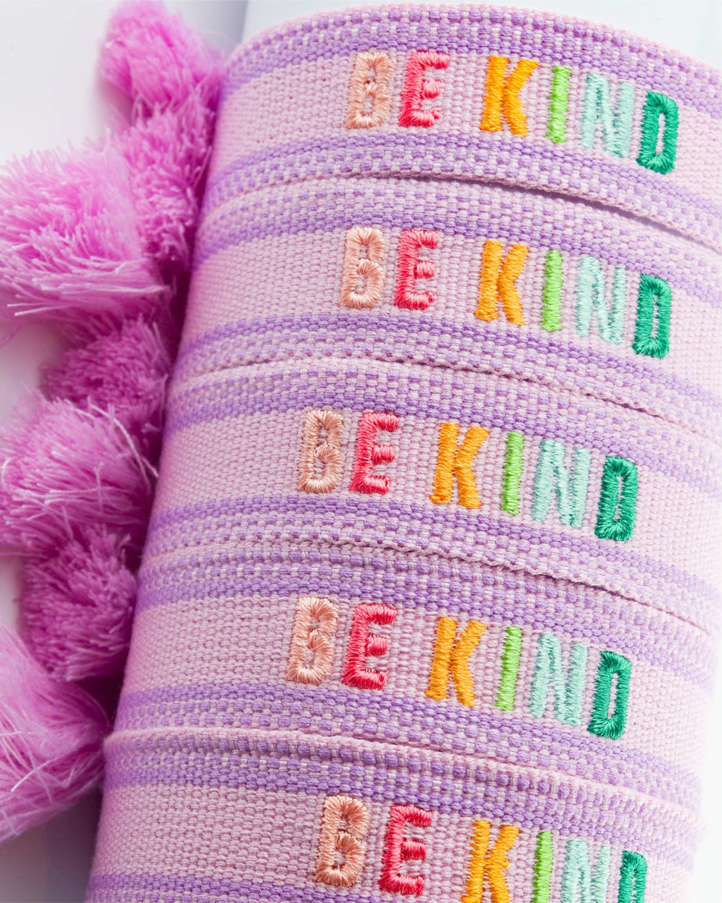 Cleary Lane - Colorful Embroidered Bracelets: Hot Pink | Be Kind