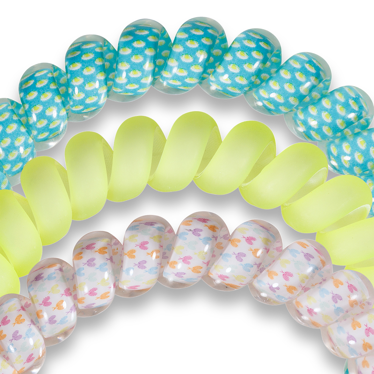 TELETIES - Tennis - Large Spiral Hair Coils, Hair Ties, 3-pack