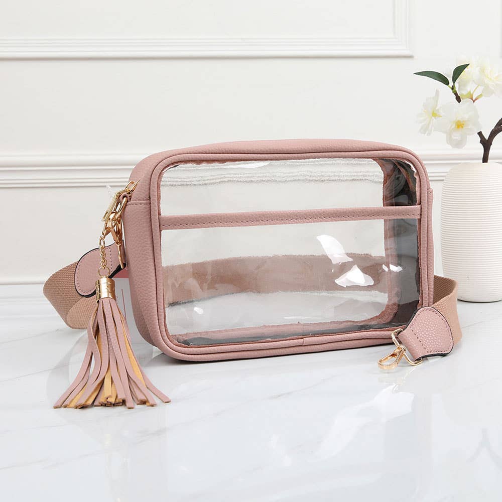 Transparent Rectangular Crossbody Bag: Clear,Navy