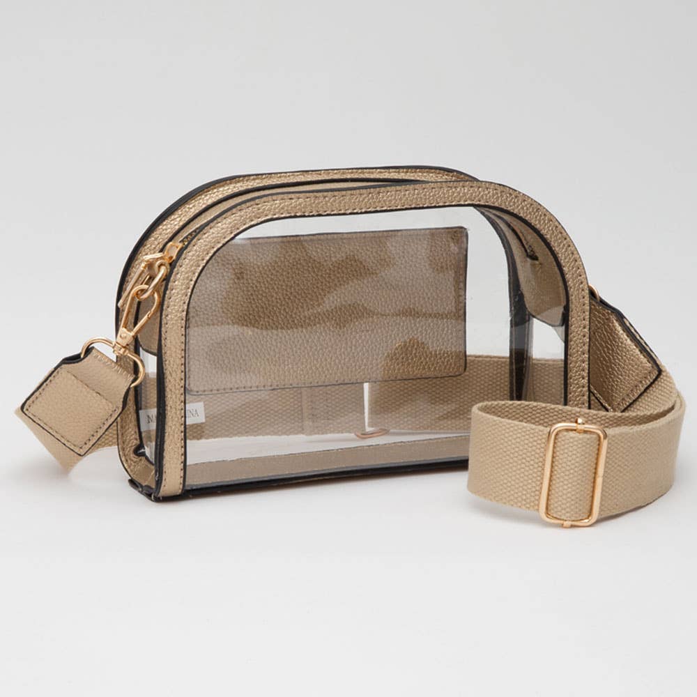 Crossbody Camera Bag: Clear,Orange