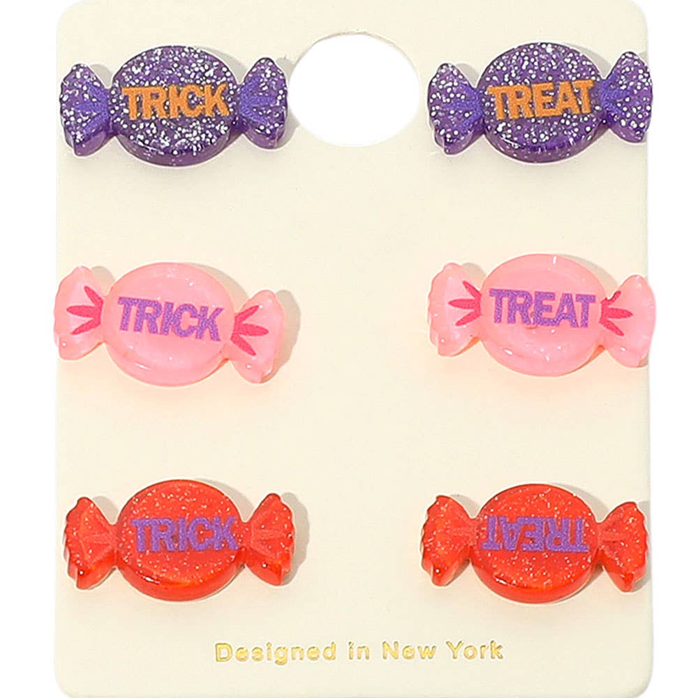 TRICK TREAT Halloween Candy Stud Earring Set