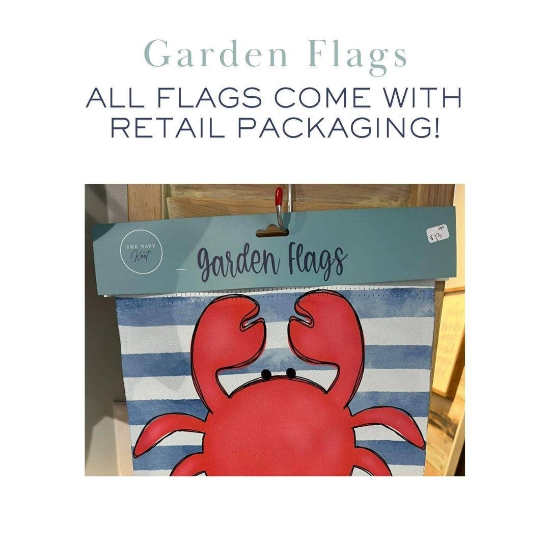 The Navy Knot - Summer Garden Flag - Welcome Front Door with Flags: 12" x 18" - Double-Sided