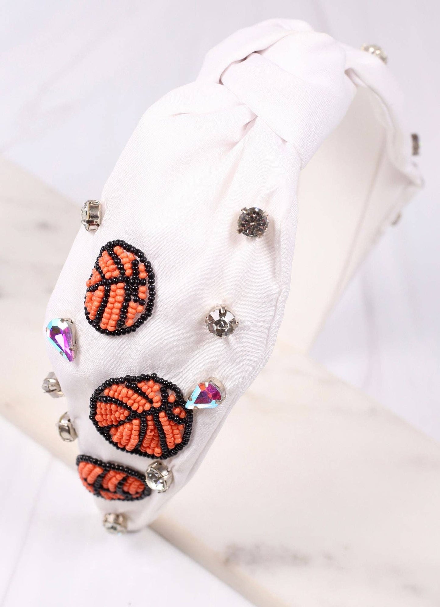 Caroline Hill - Basketball Beaded Headband WHITE: Default