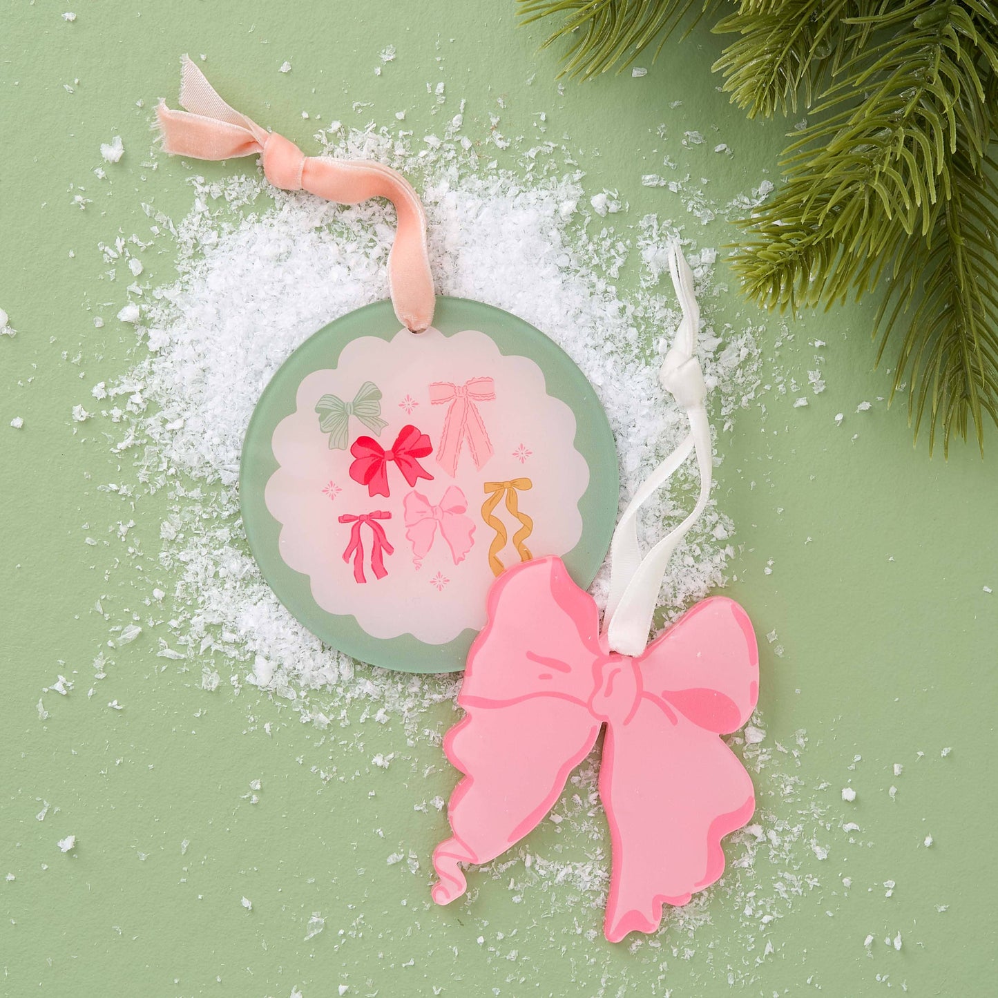 The Darling Effect - Holiday Tree Ornament-Pink Bow Shape