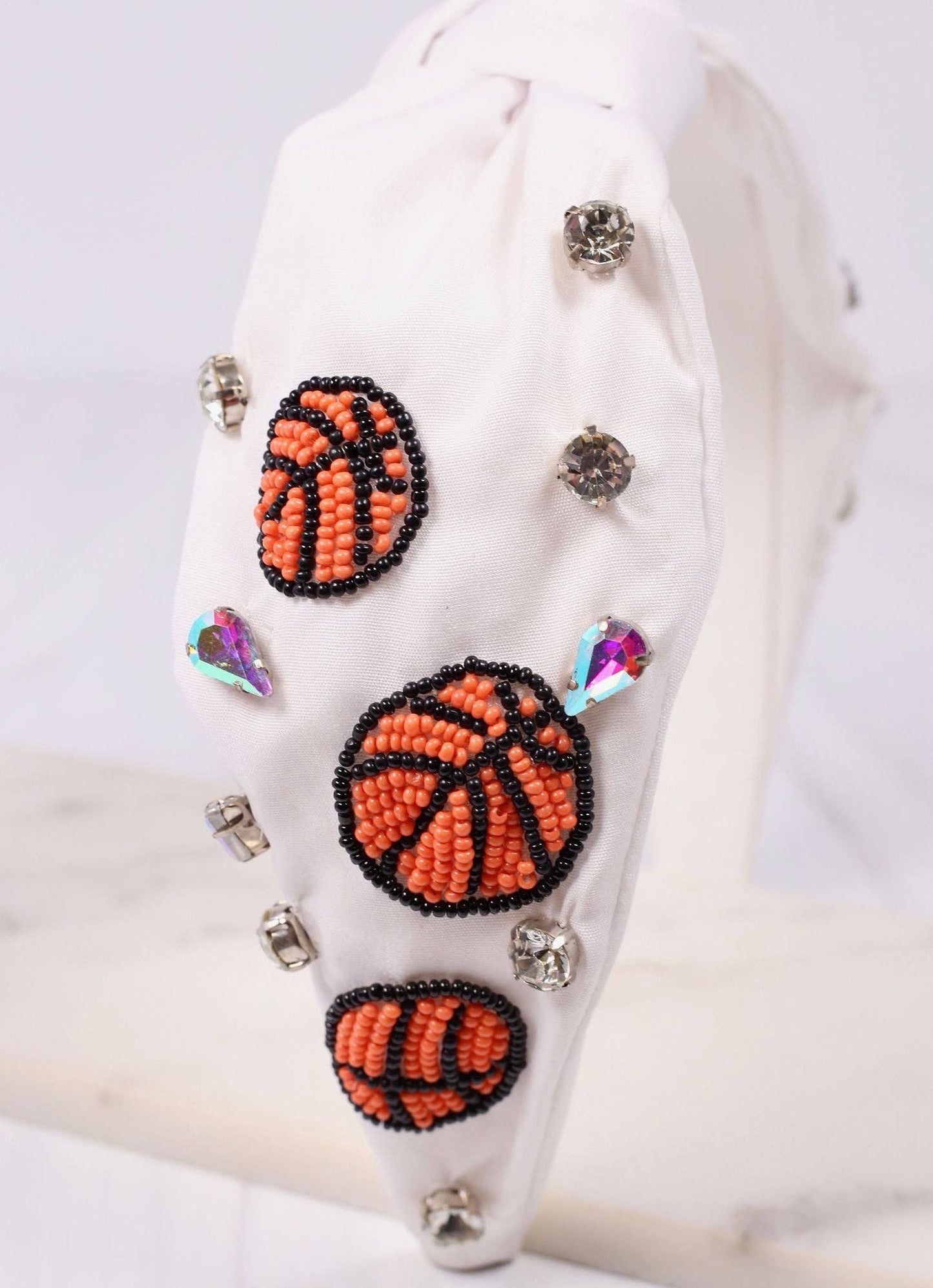 Caroline Hill - Basketball Beaded Headband WHITE: Default