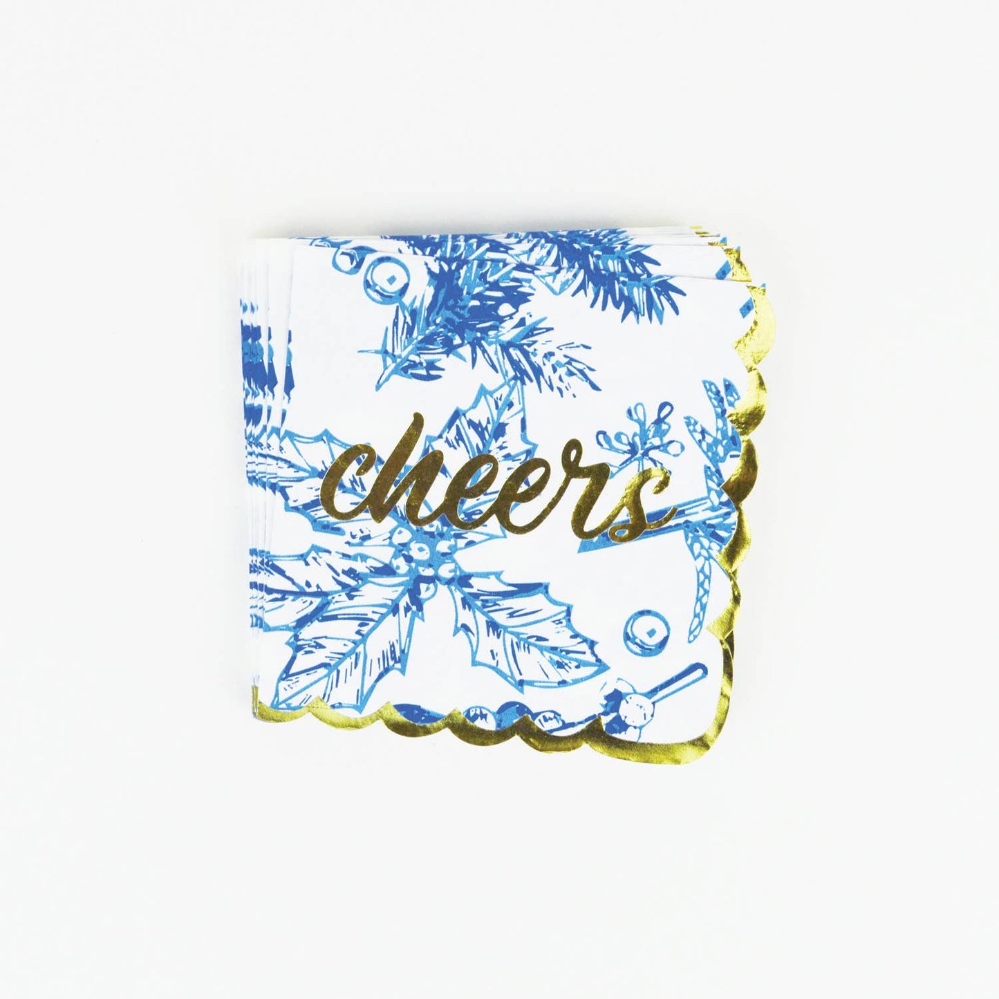 8 Oak Lane - Blue Foliage Paper Beverage Napkin Packs