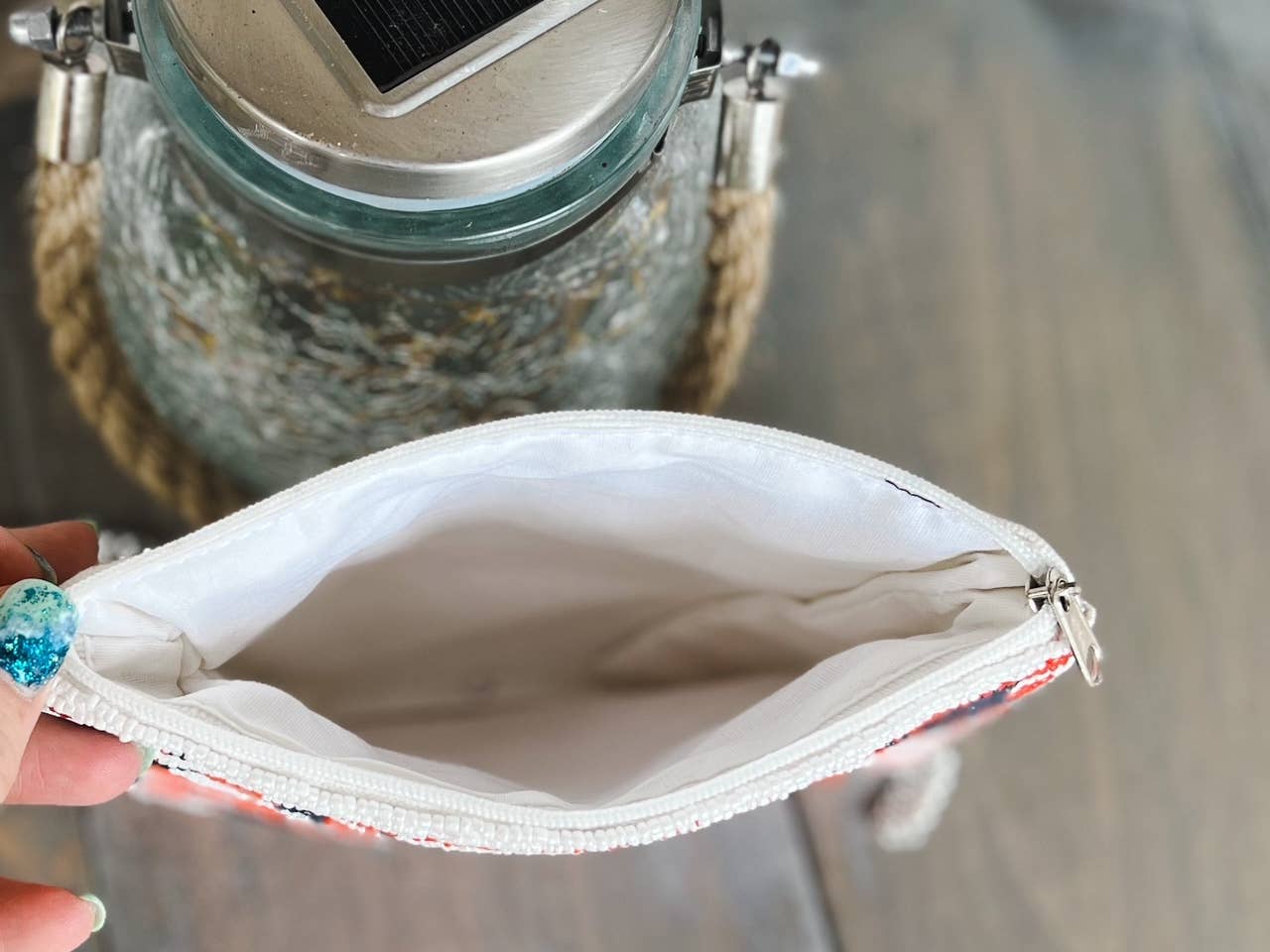 OBX Prep - Patriotic Red White Blue Stars Stripes Beaded Coin Purse