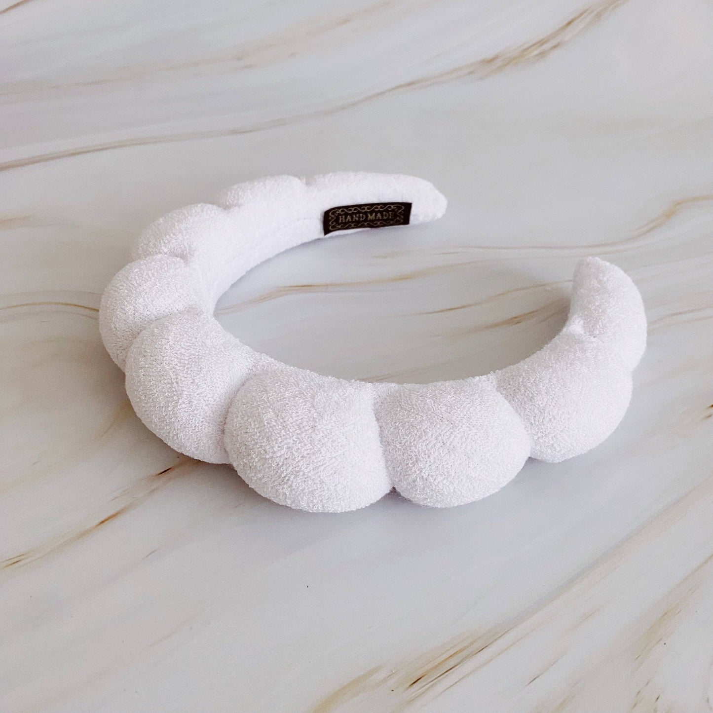 Terry Puffy Soft Headband: White