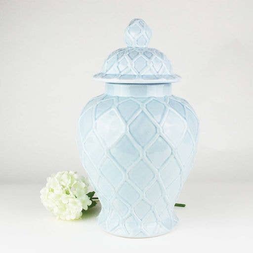 8 Oak Lane - Light Blue Textured Ginger Jar - Extra Large