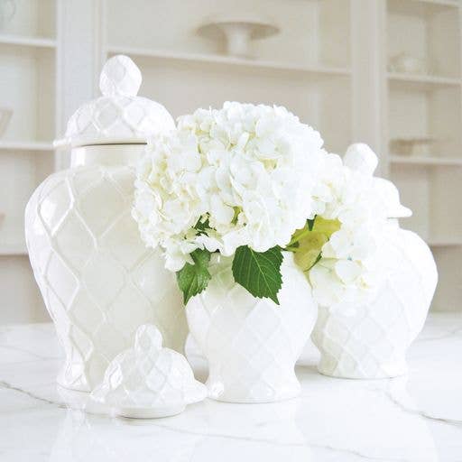 8 Oak Lane - White Textured Ginger Jar - Extra Large