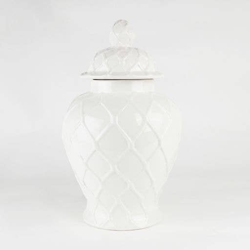 8 Oak Lane - White Textured Ginger Jar - Extra Large