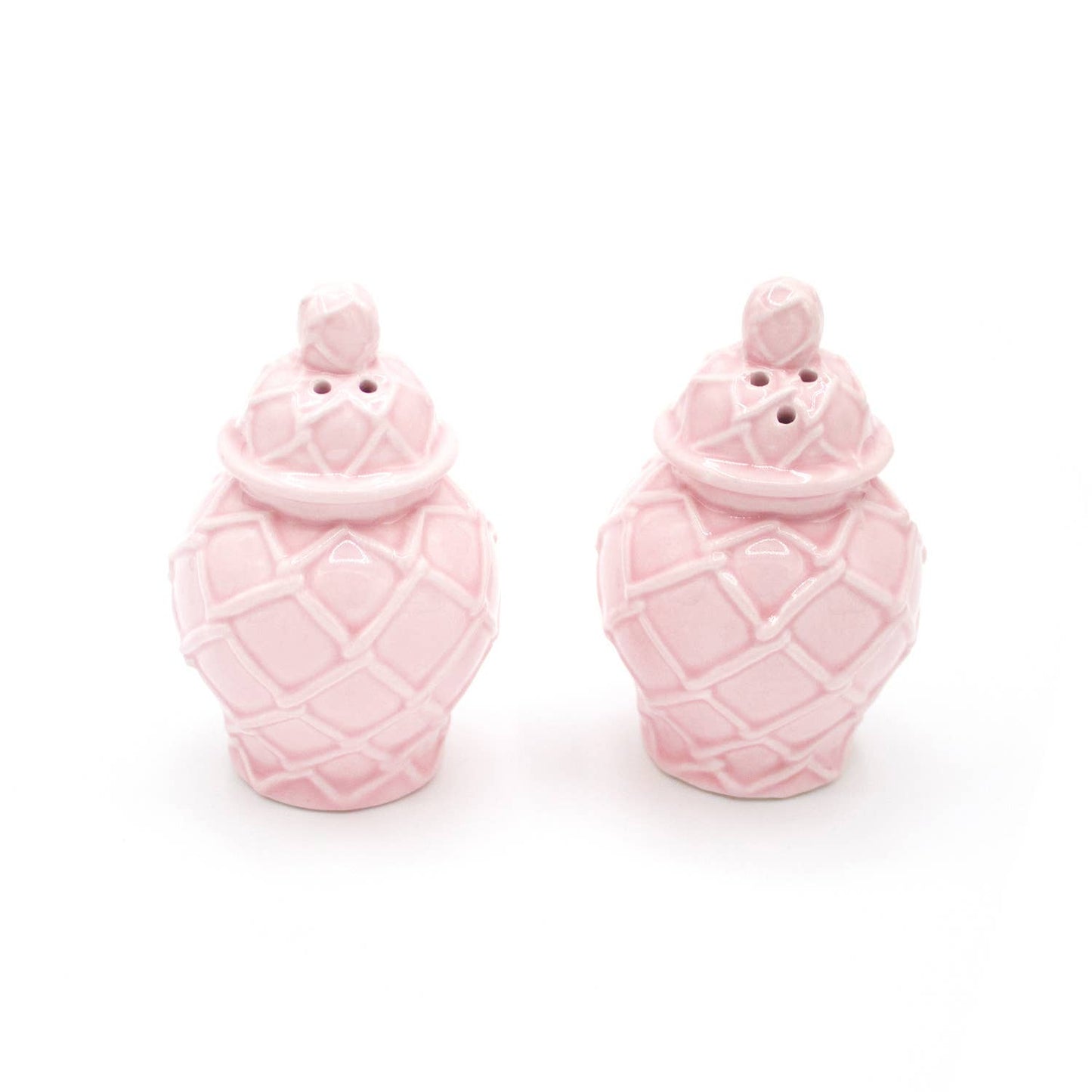 8 Oak Lane - Pink Textured Jar Salt & Pepper Shaker Boxed Set