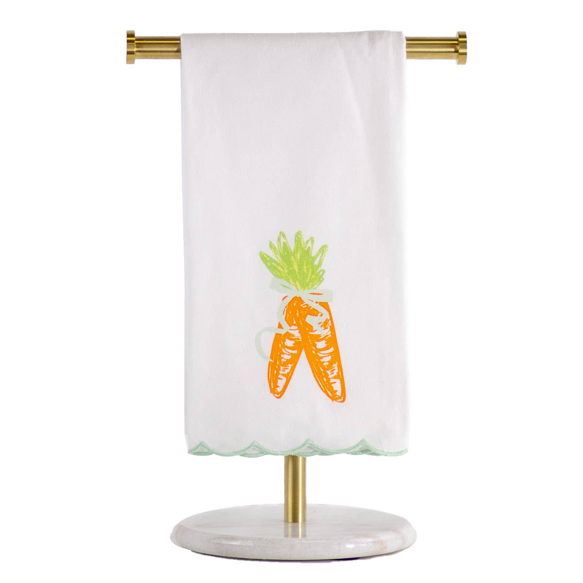 The Royal Standard - Carrot Scallop Edge Hand Towel White/Orange/Light Blue 20x28