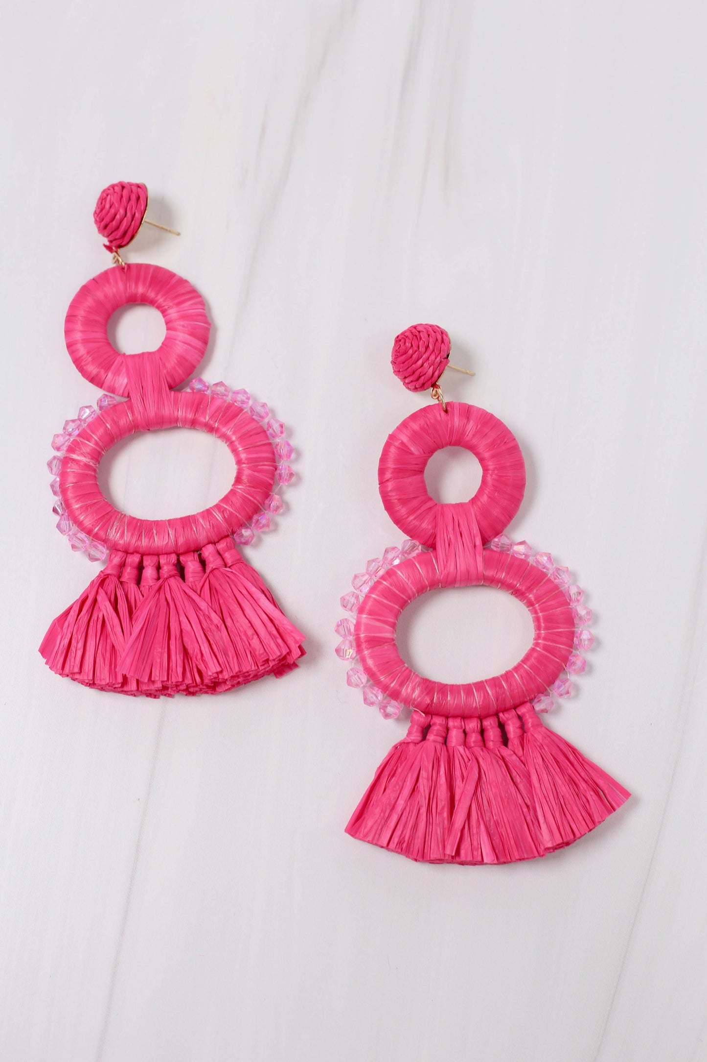 Caroline Hill - Cabana Drop Earring HOT PINK