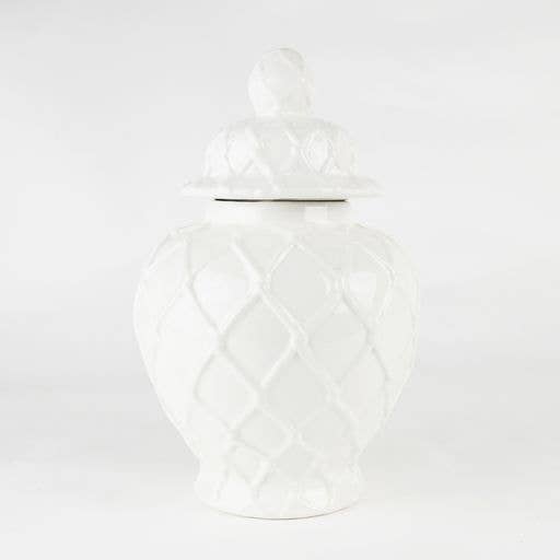 8 Oak Lane - White Textured Ginger Jar - Large