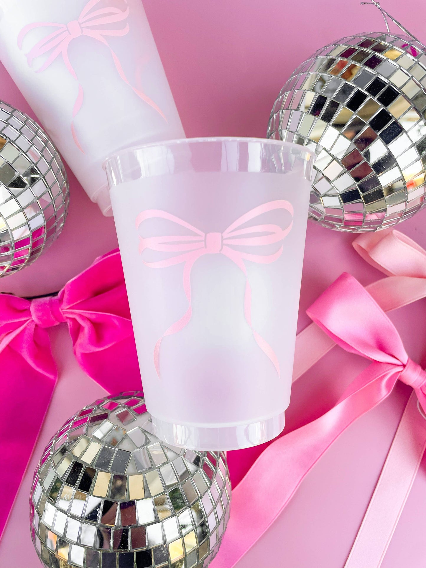 Rock Paper Scissors - Pink Bow Frosted Cups