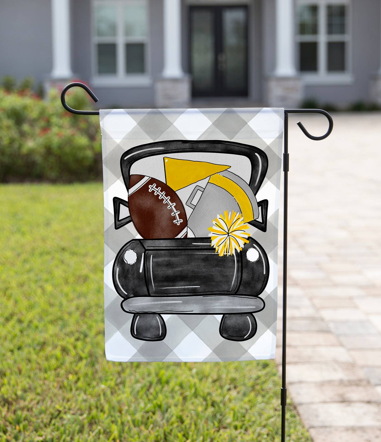 The Navy Knot - Fall Garden Flag - Black & Yellow Football Season Pickup: 12" x 18" - Single-Sided