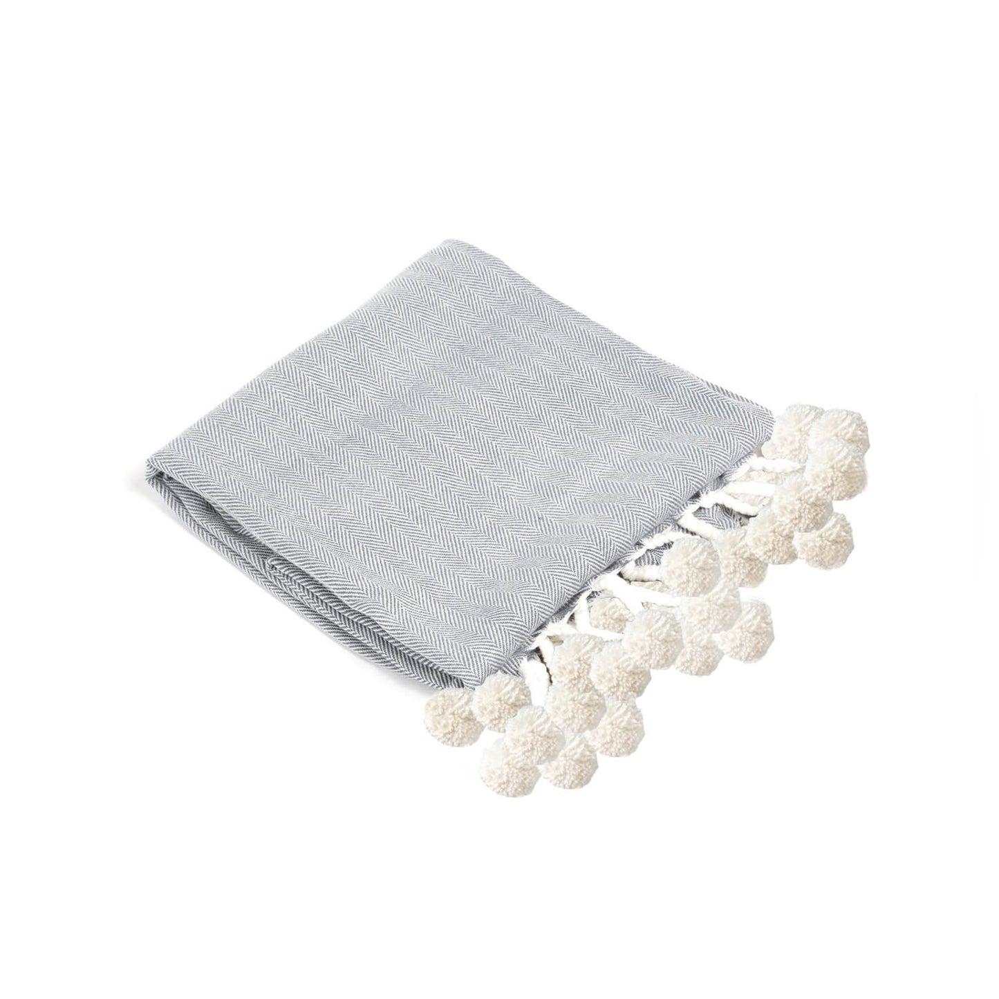 8 Oak Lane - Grey Pom-Pom Throw Blanket