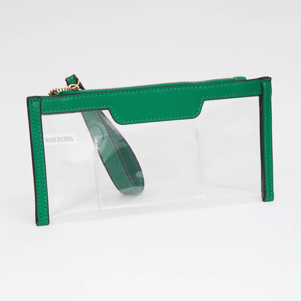 Clear Flap Wristlet Pouch / Clutch Bag: NAVY