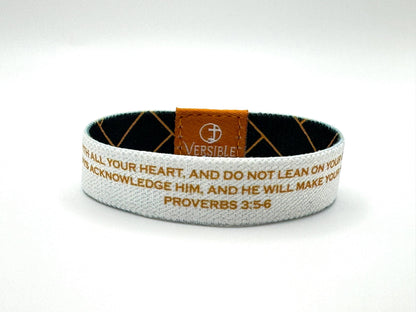 Versible - Blue Herringbone / Proverbs 3:5-6 Wristband: Large