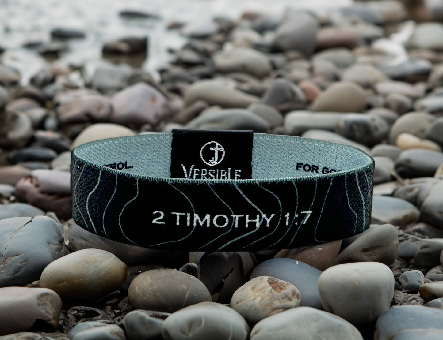 Versible - Black Topography / 2 Timothy 1:7 Wristband: X-Small