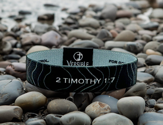 Versible - Black Topography / 2 Timothy 1:7 Wristband: Medium